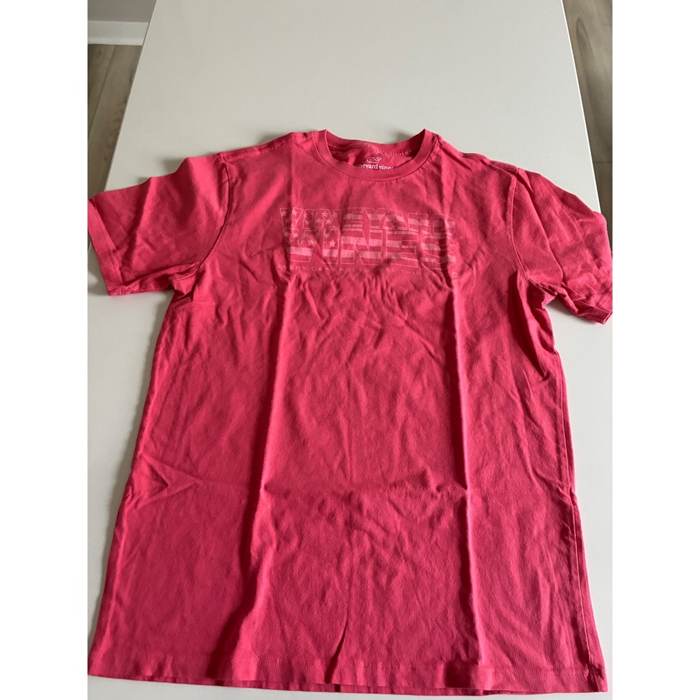 Vineyard‎ Vines Mens Coral American Flag Graphic T Shirt Size S Short Sleeve